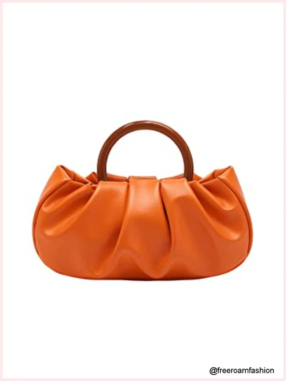 Faux Leather Ruched Clutch Purse Cloud Pouch Bag